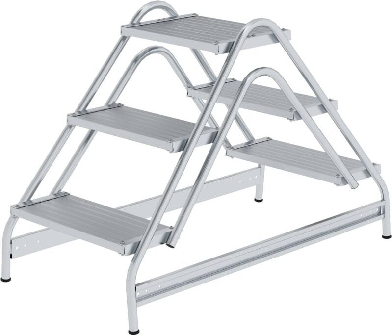 Günzburger Steigtechnik - Arbeitspodest beidseitig begehbar Aluminium geriffelt 2 x 3 Stufen - 050060
