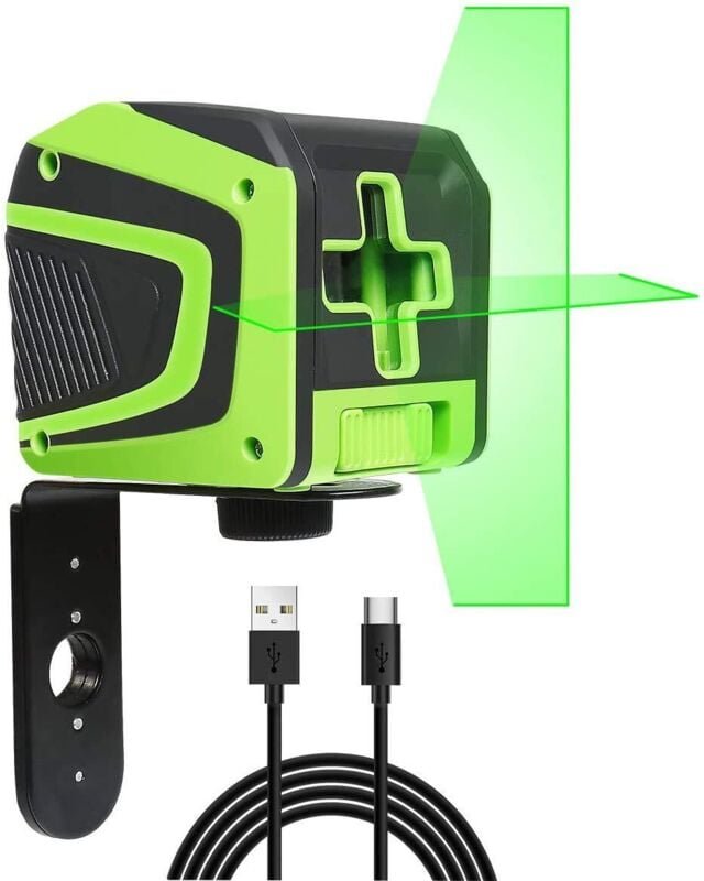 Huepar Niveau Laser en Croix avec Batterie Li-ion Rechargeable - à Faisceau Vert à Nivellement Automatique avec Mode d'i...
