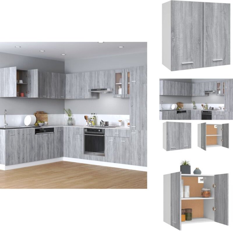 Hängeschrank Grau Sonoma 60x31x60 cm Holzwerkstoff - Küchenregal - Hängeschrank - Grau - Holzküche - Wohnzimmerorganisat...