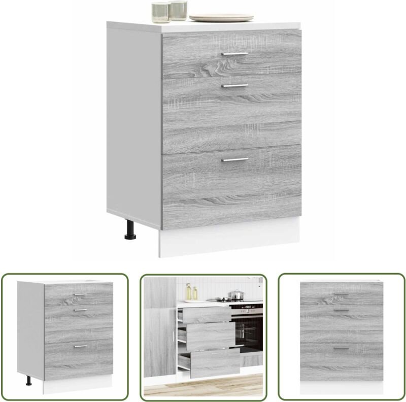 The Living Store - vidaXL Küchenunterschrank Grau Sonoma Holzwerkstoff