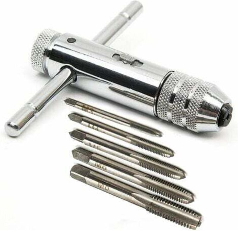 Tigrezy - T-Ratschendreher für die linke Hand, verstellbarer T-förmiger Windeisenschlüssel, HSS-Ratschengewindebohrerhal...