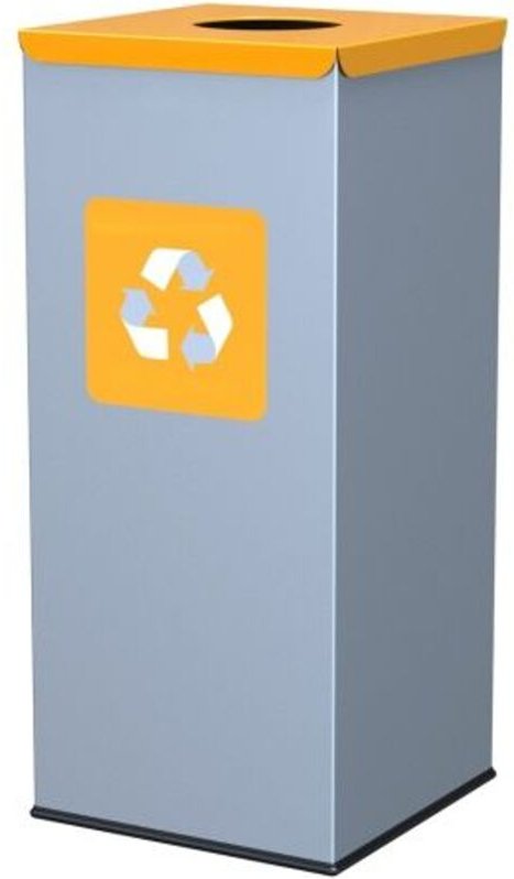 Metall-Mülleimer 30x30x70cm 60L KUNSTSTOFF - gelber Deckel