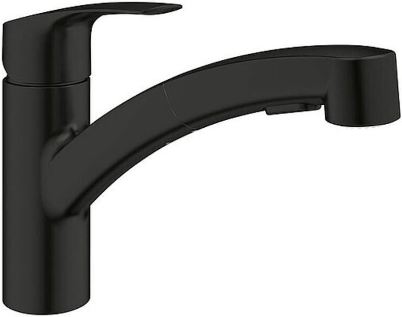 Spültischmischer Grohe Eurosmartmit herausziehbarer Geschirrbrause, Ausladung 227 mm, matte black - 303052431