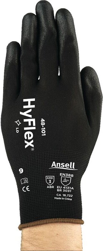 Handschuhe HyFlex® 48-101 Gr.9 schwarz en 388 psa ii Nyl.m.PU Ansell