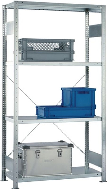 Steckregal H2000xB1.000xT500mm Anbaur.verz.1 Rahmen,4 Fbd.Trgf.150kg Feldl.1650kg - 20094955 - Meta