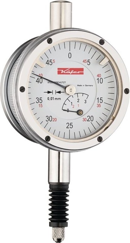 Messuhr KM4 sw 3mm Abl.0,01mm m.Stoßschutz - 10126 - Käfer