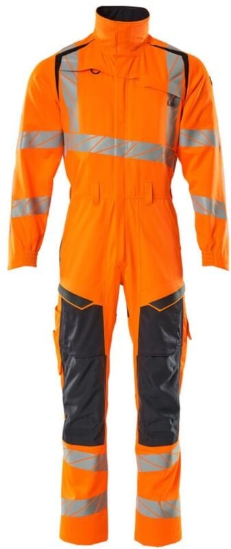 Overall, Knietaschen, Stretch-Einsätze Kombination Gr. s, hi-vis orange/schwarzblau - Mascot