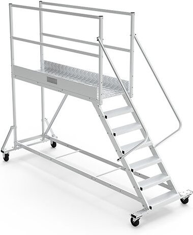 Mobile Plattform mit Geländer rechts und links - Maximale Arbeitshöhe 3.80m - PTF209-GD