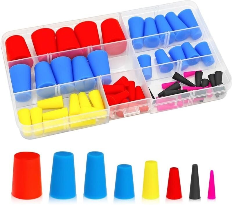 100 Pièces Bouchons Coniques en Caoutchouc Silicone, Kit D'assortiment De Bouchons Coniques Protecteurs en Caoutchouc Si...