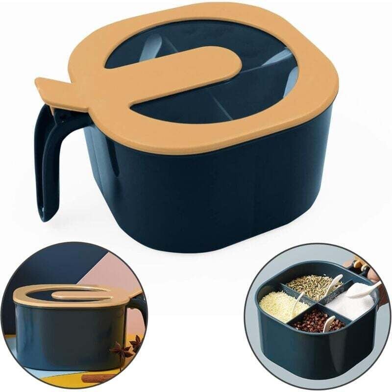 Alovez - Bocaux Bocal Recipient Pot D'Assaisonnement - Quatre En Un, Boite Cube, CuillèRes Individuelles, Maison Sucre D...