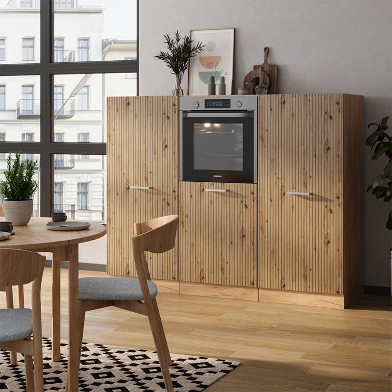 Vicco - Küchenblock R-Line, Artisan-Eiche/Goldkraft Eiche, 180 cm ohne Arbeitsplatte