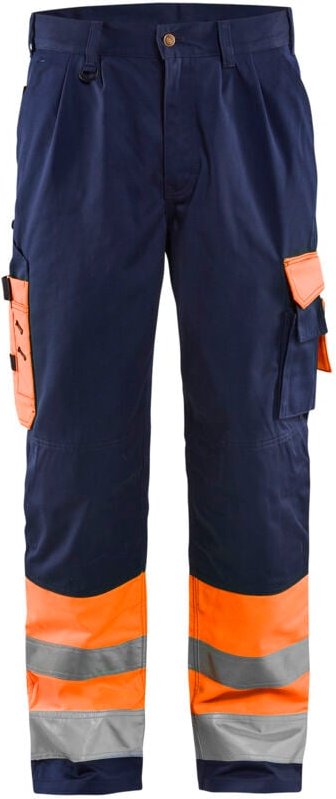 Hochsichtbarer Arbeitshosen Handwerker 1584 - Neonorange/Marine M - FR(44) - SE(C50) - Normen