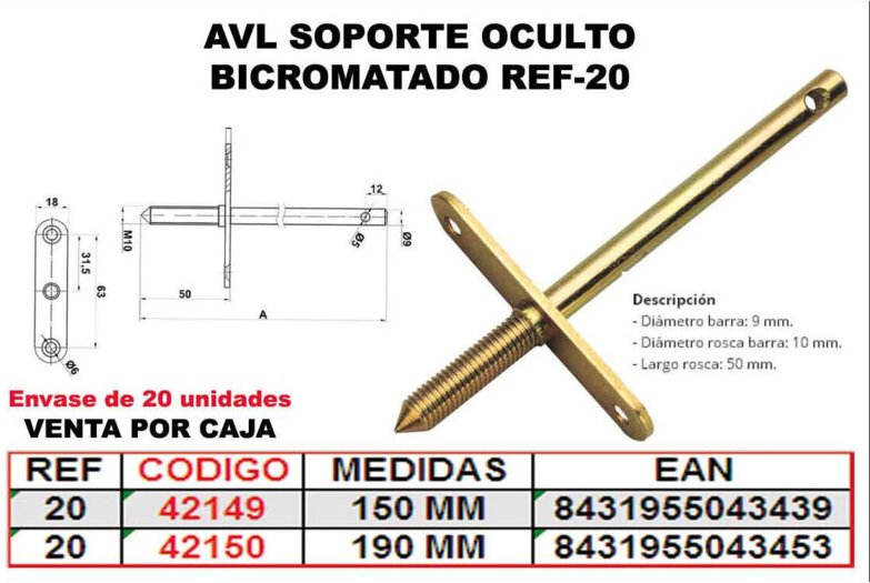 AVL - Verdeckter Bichrom-Träger 150 mm Ref-20