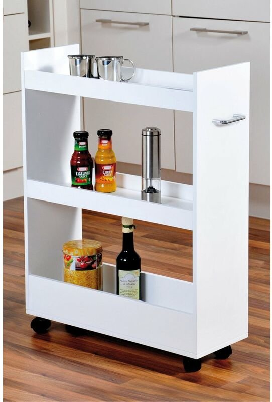 Kesper - Küchenregal, mobil in weiß auf Rädern, 3 Ebenen
