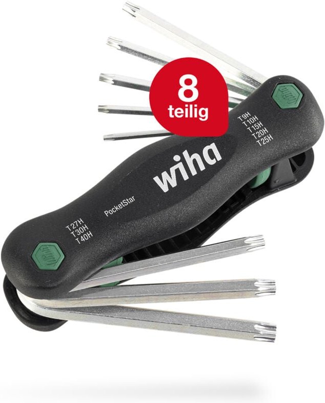 Multitool PocketStar® torx Tamper Resistant (mit Bohrung) 8-tlg., per Tastendruck schneller Zugriff, als Längs- und Quer...