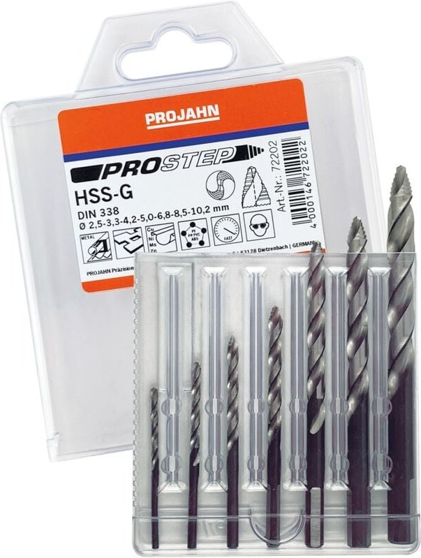 Spiralbohrer Set DIN338 hss-g prostep 7-tlg. ø 2,5 - 3,3 - 4,2 - 5,0 - 6,8 - 8,5 - 10,2 mm - Projahn