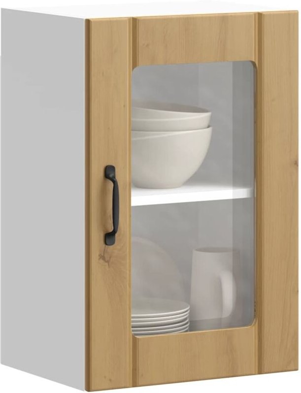 Küchen-Hängeschrank mit Glastür Lucca Artisan-Eiche - Vidaxl