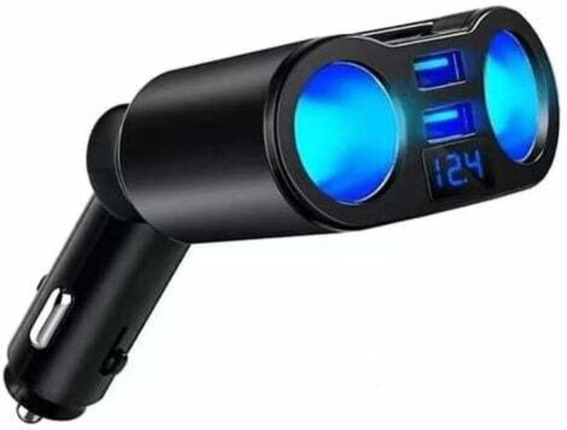Zigarettenanzünder-Splitter-Adapter, Dual-USB-Autoladegerät, 2 Ausgänge 12 V/24 v mit LED-Voltmeter-Schalter für Handy, ...