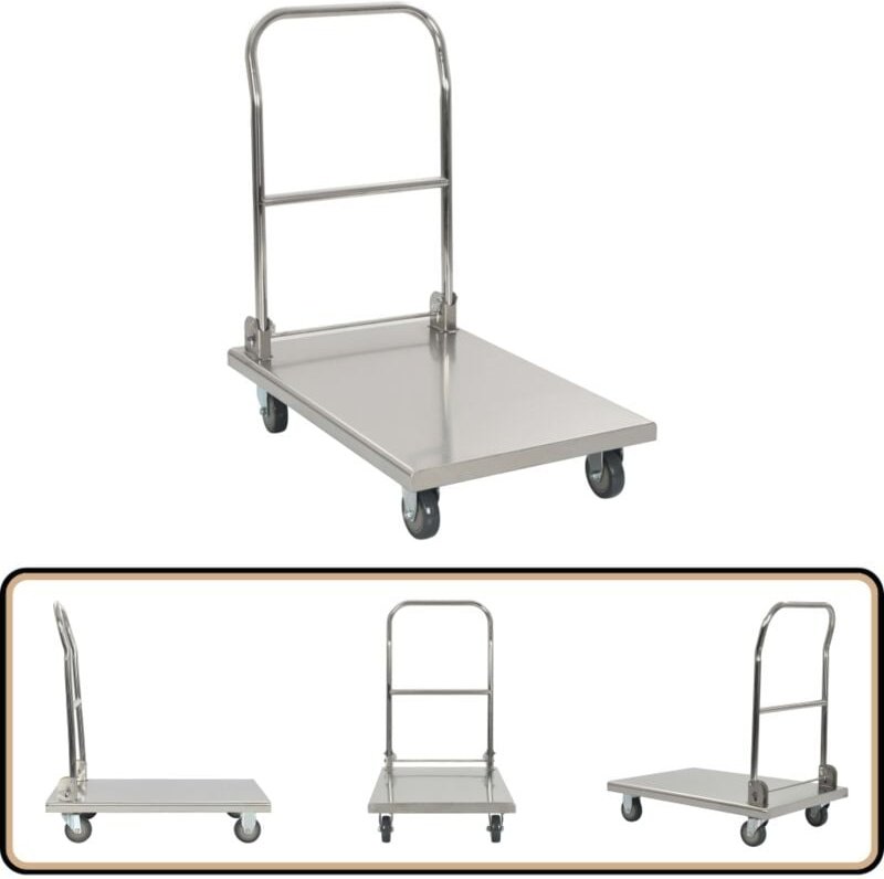Plattformwagen Silbern 82 x 53 x 86 cm Edelstahl - Platformwagen - Edelstahl - Küchenwagen - Transportwagen - Lebensmitt...