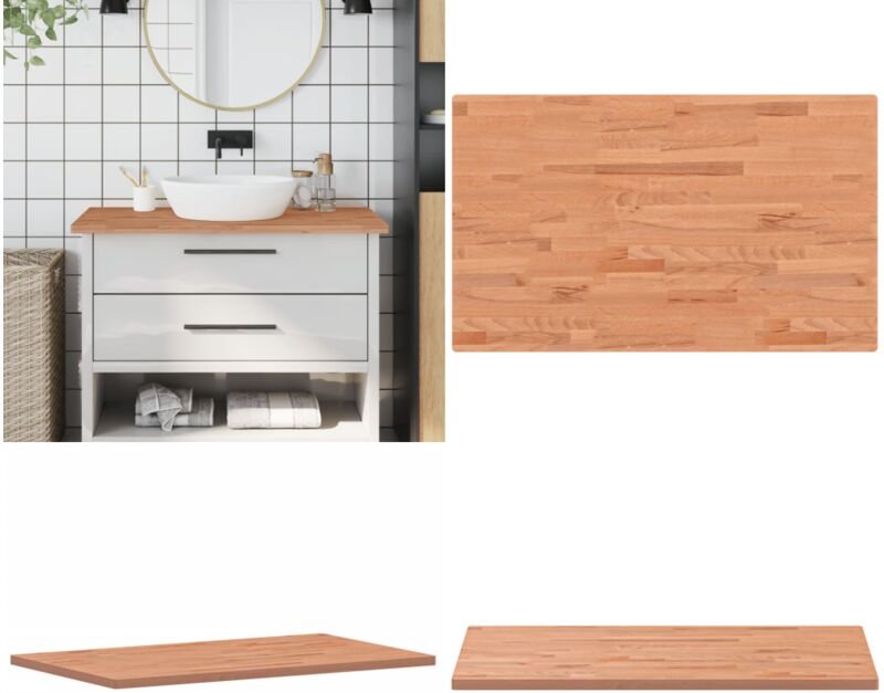 Waschtischplatte 100x60x2,5 cm Massivholz Buche - Holz Arbeitsfläche - Buchenholzarbeitsplatte - Küchenarbeitsplatte - B...
