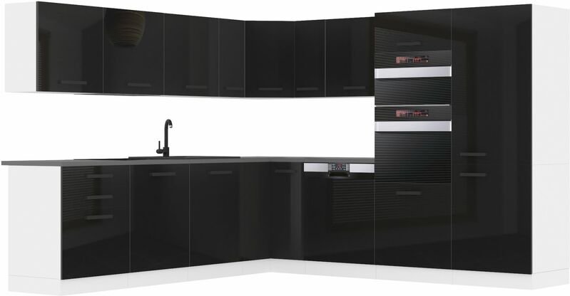 Thumbnail - Küchenzeile Küchenblock Küche L-Form Jane Küchenmöbel mit Griffe, Einbauküche ohne Elektrogeräten mit Hängeschränke und ...