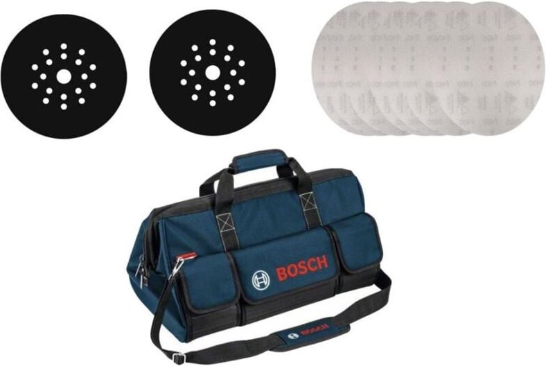 Trockenbau-Set, sia Schleifscheibe 7500 + Zwischenscheibe + Handwerkertasche, 153-teilig - Bosch