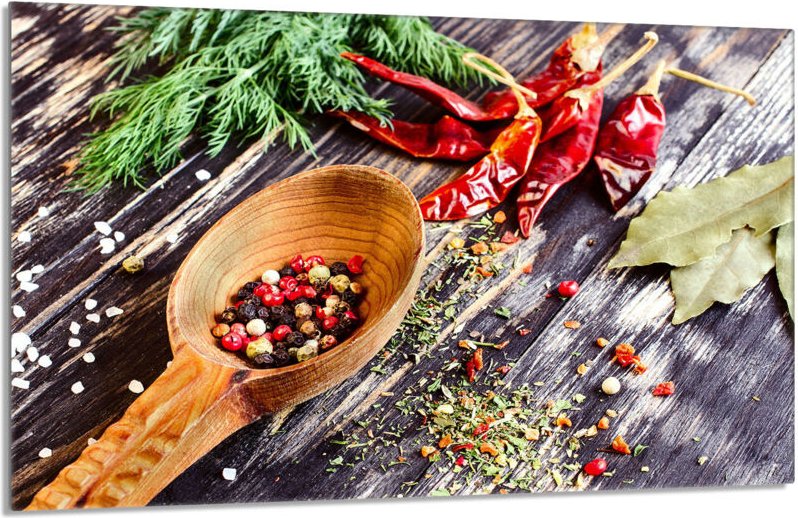 Glasschutzplatte für den Herd 80x52 Gewürze