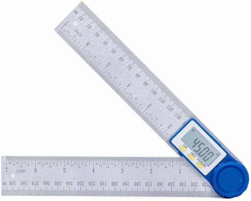 Jalleria - Digitaler Winkelmesser, Edelstahl-Winkellineal für Schreiner und falsches Quadrat, 360°-Messbereich, Stahllin...