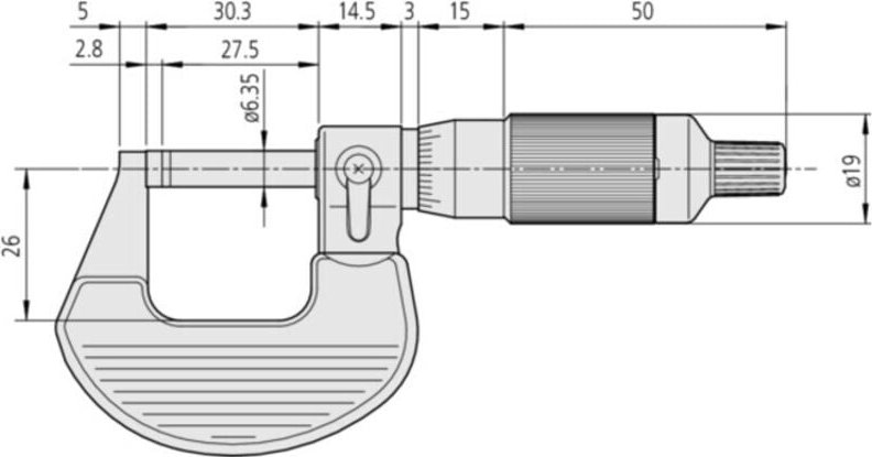 Ratschentrommel Bügelmessschraube 0-25mm, 0,001mm - Mitutoyo