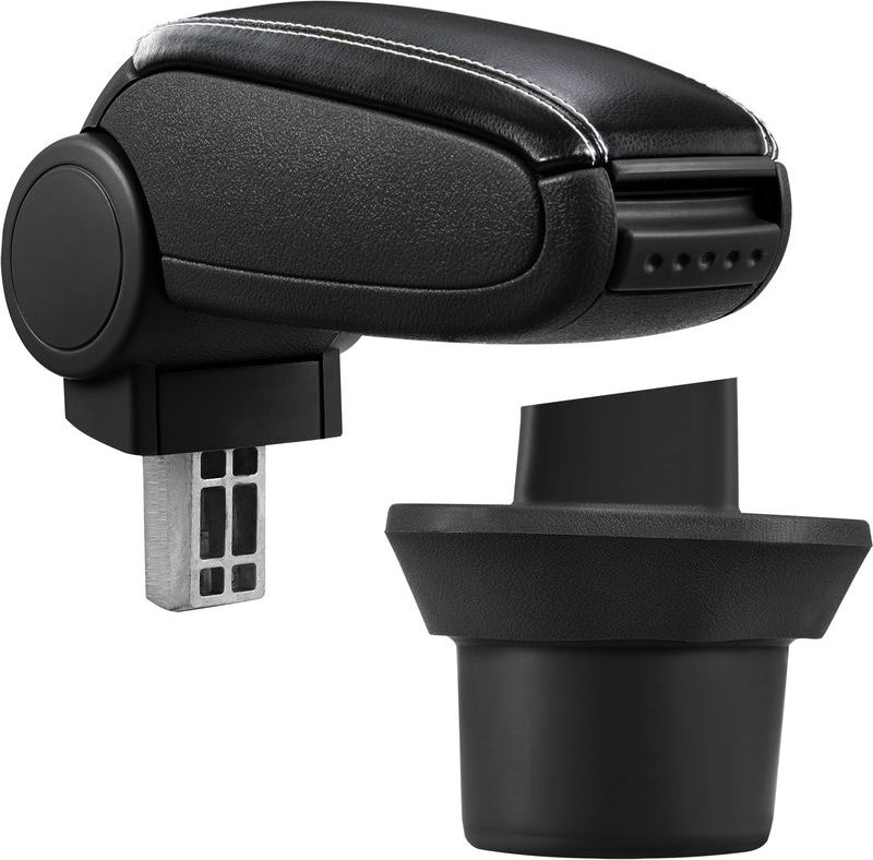 Pro.tec - Mittelarmlehne bmw Mini R55 56 57 mit Staufach Kunstleder Schwarz mit weißen Nähten