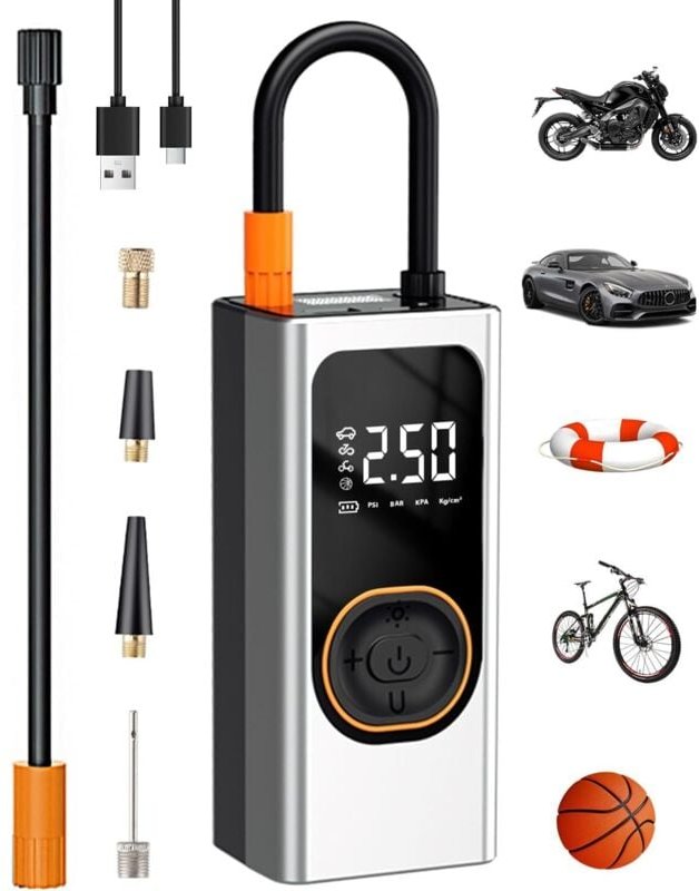 Thumbnail - Lntyq - Tragbarer Luftkompressor, 150 psi, kabelloser elektrischer Inflator, Mini-Autokompressor mit 4000 mAh Powerbank,...