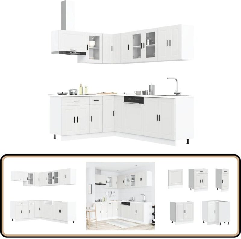 11-tlg. Küchenschrank-Set Porto Weiß Holzwerkstoff - Vidaxl