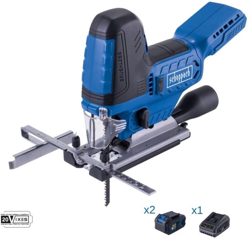 Scheppach - Burstenlose Stichsage 20V 2 Akkus 4.0Ah und Ladegerat ixes bc-js254-x