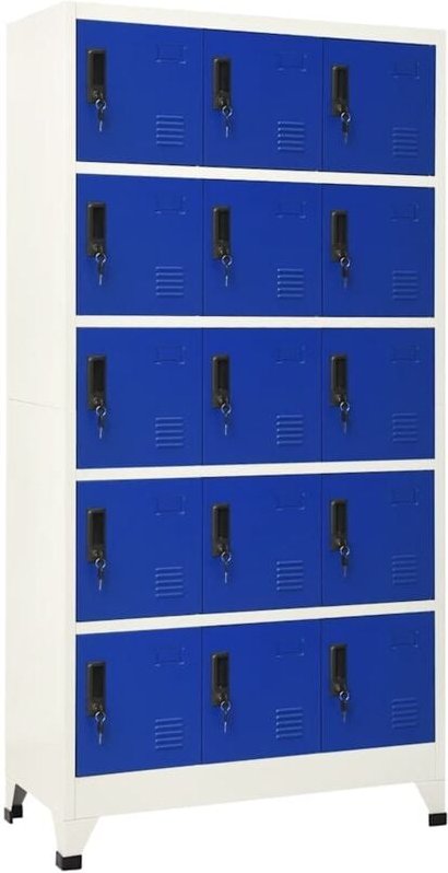 Schließfachschrank Grau und Blau 90x40x180 cm Stahl - Vidaxl