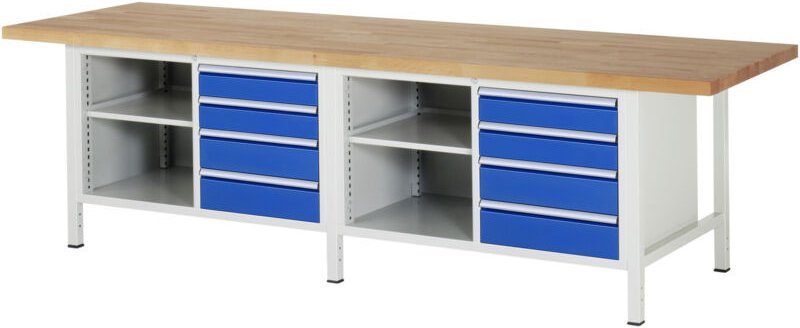 Werkbank höhenverstellbar 8463A2, B3000xT900xH840-1040mm, 8x Schublade-TA - RAU