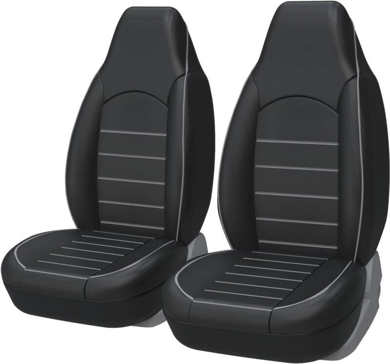 Thumbnail - Universal Autositzbezüge Kunstleder für 2 Sitze Schwarz Grau, Auto Tuning Interieur