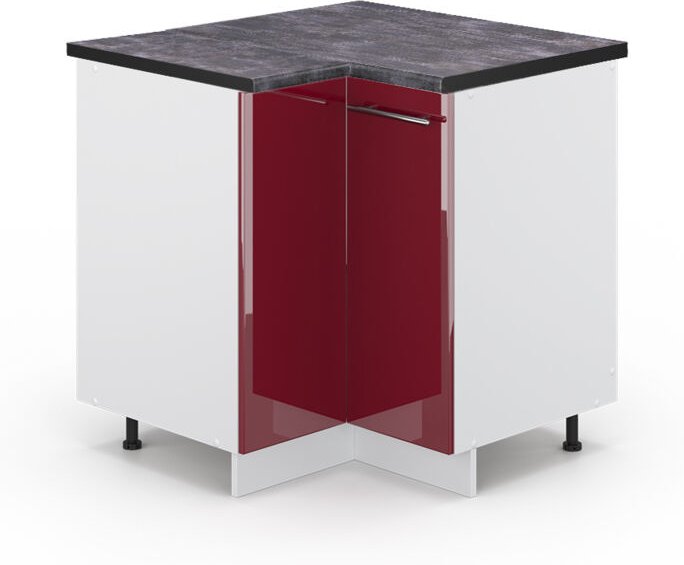 Vicco - Eckunterschrank Fame-Line, Bordeaux Hochglanz, 80.5 cm, ap Anthrazit