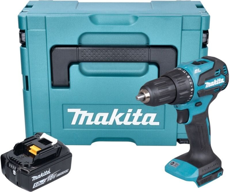 Makita DHP 490 T1J Akku Schlagbohrschrauber 18 V 65 Nm Brushless + 1x Akku 5,0 Ah + Makpac - ohne Ladegerät