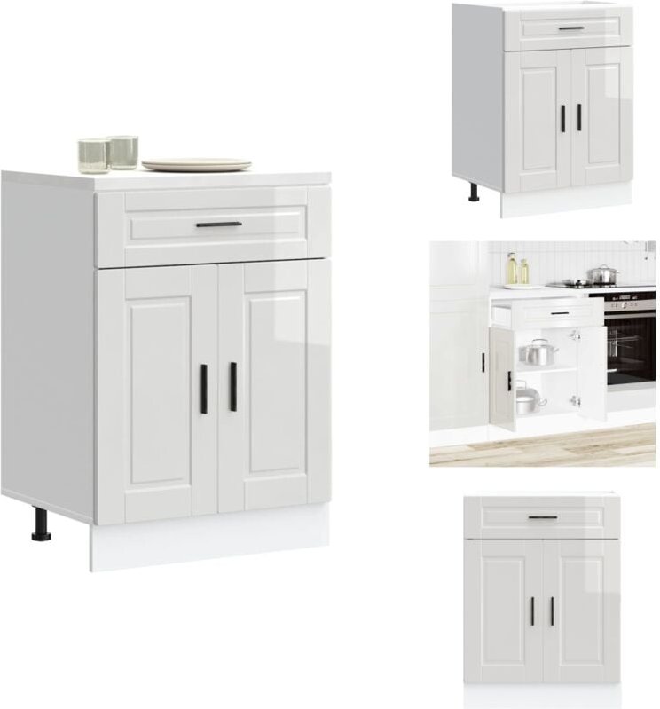 Küchenunterschrank Porto Hochglanz-Weiß Holzwerkstoff - Küchenunterschrank - Küchenunterschränke - Spülenunterschrank - ...