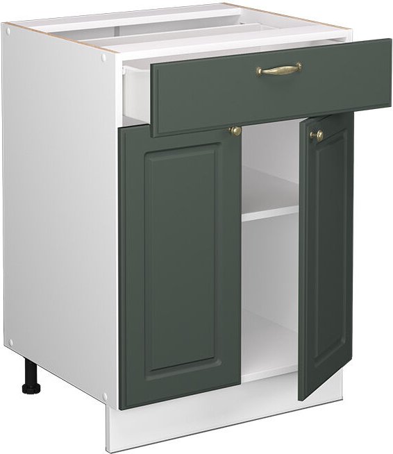 Thumbnail - Küchenunterschrank Fame-Line, Grün-Gold Landhaus, 60 cm mit Schublade, ap Eiche Vicco