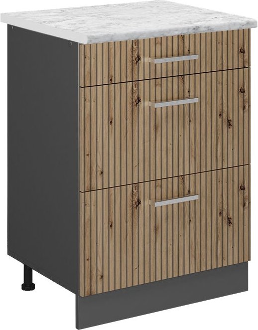 Vicco - Küchenunterschrank R-Line, Artisan-Eiche, 60 cm ap Marmor