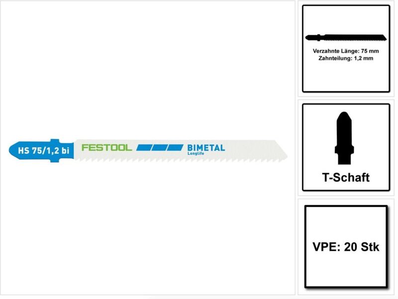 Thumbnail - Stichsägeblatt hs 75/1,2 BI/20 metal steel/stainless steel - Festool