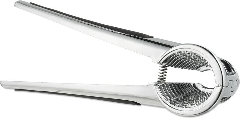 Relaxdays - Nussknacker, moderner Nussbrecher, HxBxT: 6 x 18 x 7,5 cm, Walnussknacker Metall, für Nussliebhaber, silber