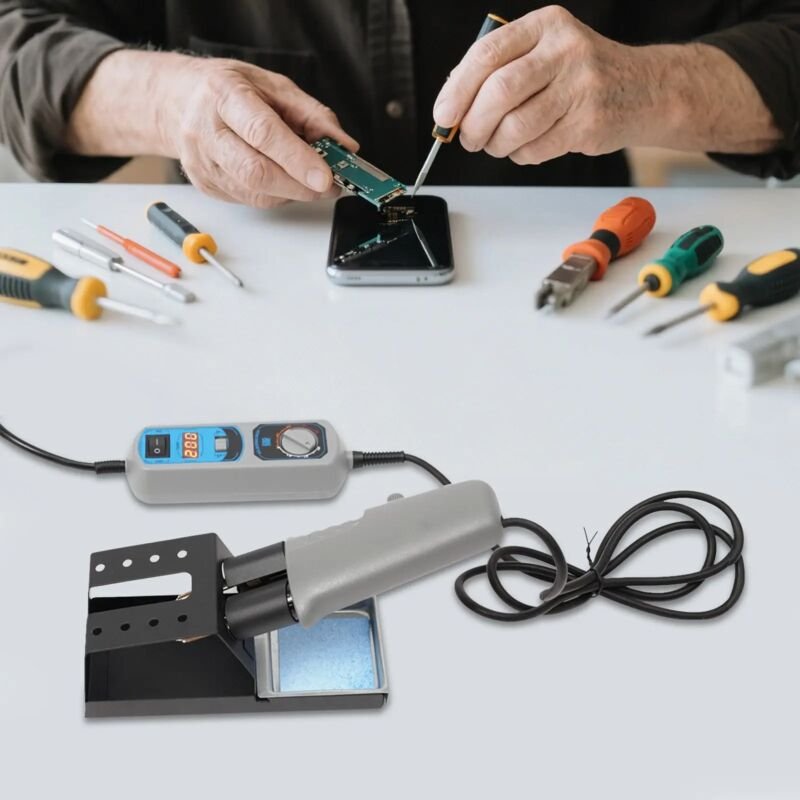 938D Portable Hot Tweezers Mini Soldering Station, Professionell Lötstation Set Lötkolben Pinzette Lötkolben Entlöt für ...