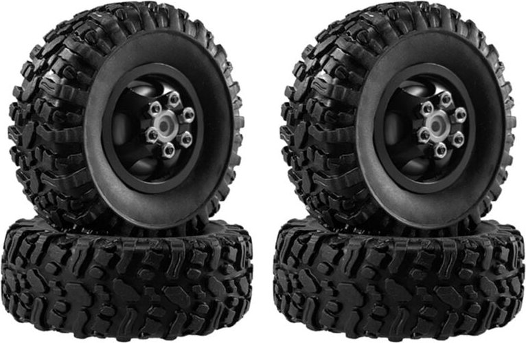 Tlily - Schwarz für 1/12 MN82 LC79 MN78 Naughty Dragon Fernbedienung Auto Zubehör Metall Upgrade Räder und Reifen