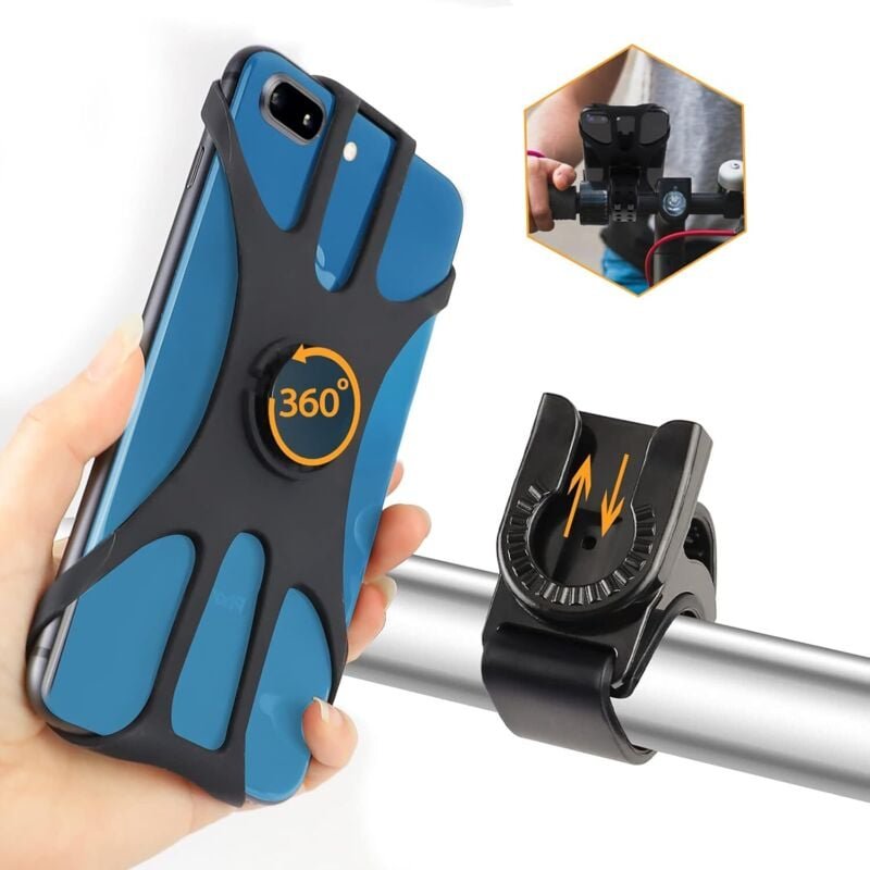 Thumbnail - Universelle Fahrrad-Handyhalterung, 360° verstellbare Drehung, Fahrrad-/Motorrad-Lenkerhalterung, kompatibel mit iPhone,...