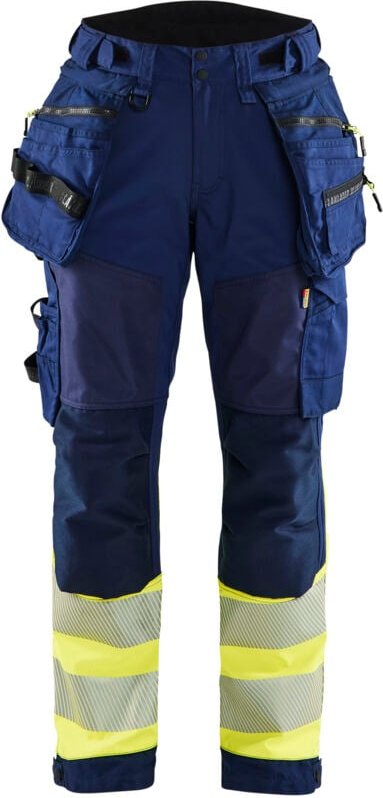 Softshell-Hose Hochsichtbarkeitsklasse 1 Damen 7114 - Marine/Gelb 2XL - FR(50) - SE(C48) - Kurz