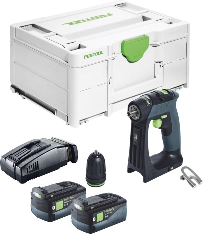 Festool CXS 18-Basic Akku Bohrschrauber 18 V 40 Nm Brushless + 2x Akku 5,0 Ah + Schnellladegerät + Systainer