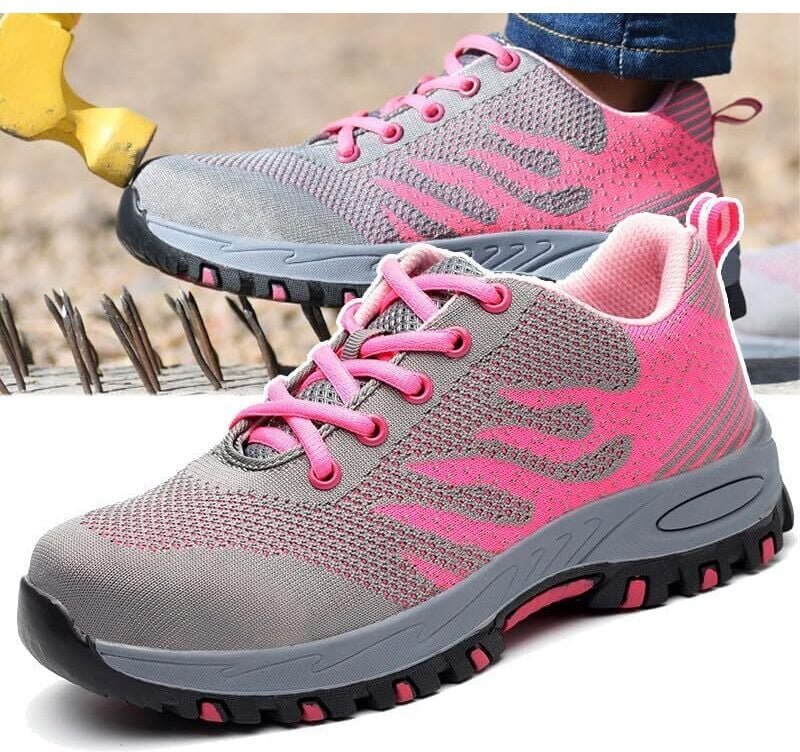 Sicherheitsschuhe für Männer und Frauen, Turnschuhe mit rutschfester Stahlkappe, atmungsaktives Mesh + leicht und bequem...