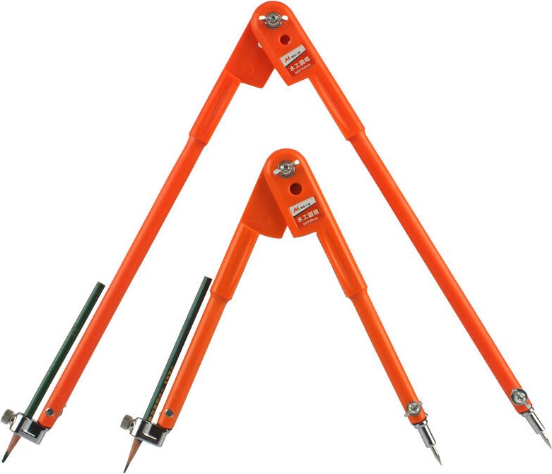 2 Zirkel/Set Präzisions-Bleistiftkompasse, großer Durchmesser – Orange (90 cm + 150 cm)